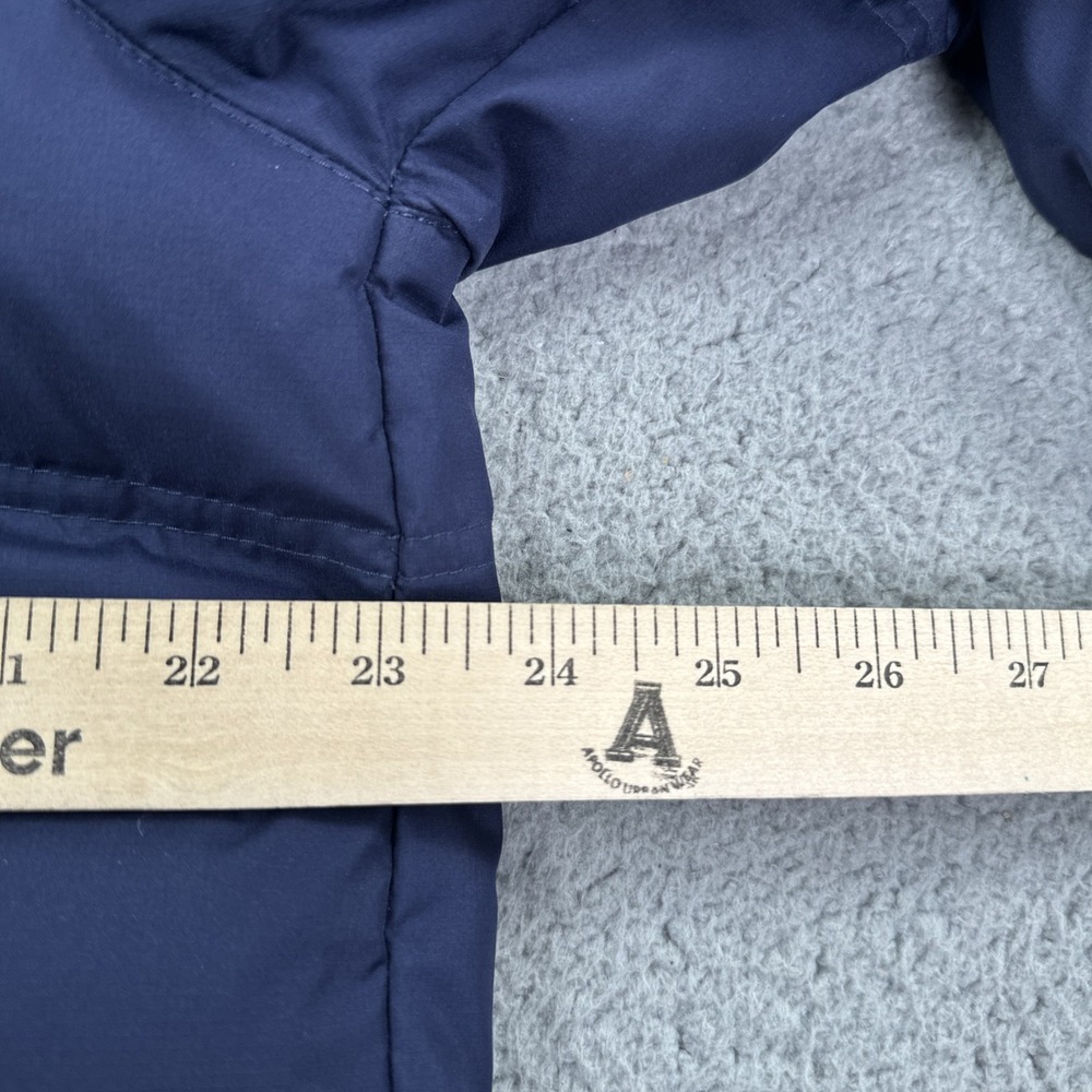 LL Bean Puffer Downtek Jacket Men Medium Reg Blue Removable Hood Pertex 295958 - Picture 6 of 16